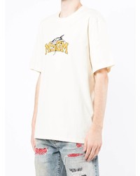 gelbes bedrucktes T-Shirt mit einem Rundhalsausschnitt von MSGM