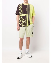 gelbes bedrucktes T-Shirt mit einem Rundhalsausschnitt von Stone Island