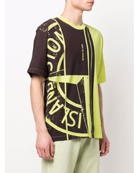 gelbes bedrucktes T-Shirt mit einem Rundhalsausschnitt von Stone Island