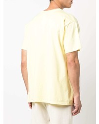 gelbes bedrucktes T-Shirt mit einem Rundhalsausschnitt von Gucci