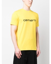 gelbes bedrucktes T-Shirt mit einem Rundhalsausschnitt von Carhartt WIP