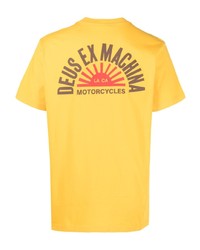 gelbes bedrucktes T-Shirt mit einem Rundhalsausschnitt von Deus Ex Machina