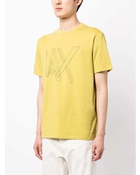 gelbes bedrucktes T-Shirt mit einem Rundhalsausschnitt von Armani Exchange