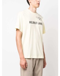 gelbes bedrucktes T-Shirt mit einem Rundhalsausschnitt von Helmut Lang