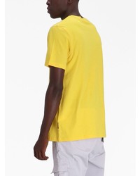 gelbes bedrucktes T-Shirt mit einem Rundhalsausschnitt von BOSS