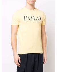 gelbes bedrucktes T-Shirt mit einem Rundhalsausschnitt von Polo Ralph Lauren