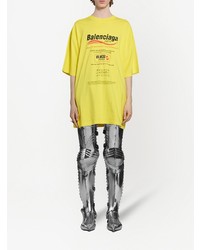 gelbes bedrucktes T-Shirt mit einem Rundhalsausschnitt von Balenciaga