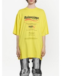 gelbes bedrucktes T-Shirt mit einem Rundhalsausschnitt von Balenciaga