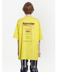 gelbes bedrucktes T-Shirt mit einem Rundhalsausschnitt von Balenciaga