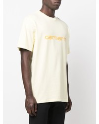 gelbes bedrucktes T-Shirt mit einem Rundhalsausschnitt von Carhartt WIP