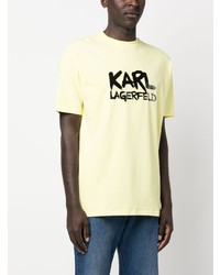 gelbes bedrucktes T-Shirt mit einem Rundhalsausschnitt von Karl Lagerfeld