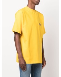 gelbes bedrucktes T-Shirt mit einem Rundhalsausschnitt von Balenciaga