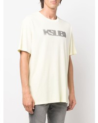 gelbes bedrucktes T-Shirt mit einem Rundhalsausschnitt von Ksubi