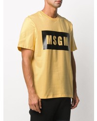 gelbes bedrucktes T-Shirt mit einem Rundhalsausschnitt von MSGM