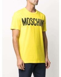 gelbes bedrucktes T-Shirt mit einem Rundhalsausschnitt von Moschino