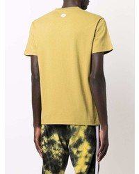 gelbes bedrucktes T-Shirt mit einem Rundhalsausschnitt von Stone Island