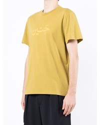 gelbes bedrucktes T-Shirt mit einem Rundhalsausschnitt von Qasimi