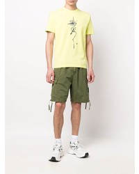 gelbes bedrucktes T-Shirt mit einem Rundhalsausschnitt von Stone Island