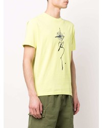 gelbes bedrucktes T-Shirt mit einem Rundhalsausschnitt von Stone Island