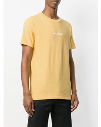 gelbes bedrucktes T-Shirt mit einem Rundhalsausschnitt von Aimé Leon Dore