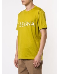 gelbes bedrucktes T-Shirt mit einem Rundhalsausschnitt von Ermenegildo Zegna