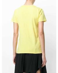 gelbes bedrucktes T-Shirt mit einem Rundhalsausschnitt von MAISON KITSUNE