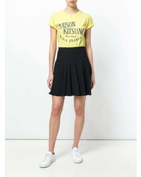 gelbes bedrucktes T-Shirt mit einem Rundhalsausschnitt von MAISON KITSUNE