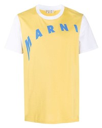 gelbes bedrucktes T-Shirt mit einem Rundhalsausschnitt von Marni