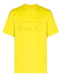 gelbes bedrucktes T-Shirt mit einem Rundhalsausschnitt von Martine Rose