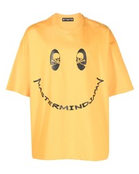 gelbes bedrucktes T-Shirt mit einem Rundhalsausschnitt von Mastermind Japan
