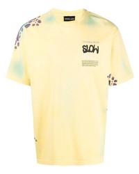 gelbes bedrucktes T-Shirt mit einem Rundhalsausschnitt von Mauna Kea