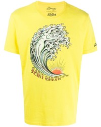gelbes bedrucktes T-Shirt mit einem Rundhalsausschnitt von MC2 Saint Barth