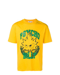 gelbes bedrucktes T-Shirt mit einem Rundhalsausschnitt von McQ Alexander McQueen