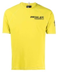 gelbes bedrucktes T-Shirt mit einem Rundhalsausschnitt von MONCLER GRENOBLE