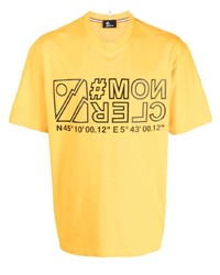 gelbes bedrucktes T-Shirt mit einem Rundhalsausschnitt von MONCLER GRENOBLE