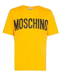 gelbes bedrucktes T-Shirt mit einem Rundhalsausschnitt von Moschino