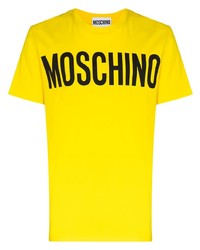 gelbes bedrucktes T-Shirt mit einem Rundhalsausschnitt von Moschino