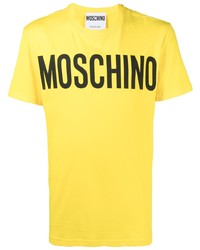 gelbes bedrucktes T-Shirt mit einem Rundhalsausschnitt von Moschino