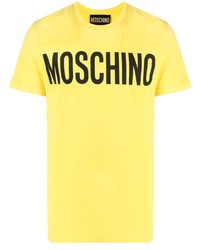 gelbes bedrucktes T-Shirt mit einem Rundhalsausschnitt von Moschino