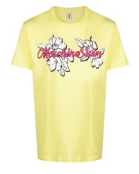 gelbes bedrucktes T-Shirt mit einem Rundhalsausschnitt von Moschino