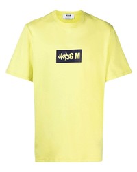 gelbes bedrucktes T-Shirt mit einem Rundhalsausschnitt von MSGM