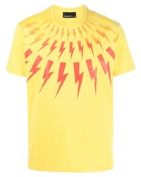 gelbes bedrucktes T-Shirt mit einem Rundhalsausschnitt von Neil Barrett