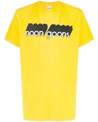 gelbes bedrucktes T-Shirt mit einem Rundhalsausschnitt von Noon Goons