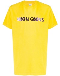 gelbes bedrucktes T-Shirt mit einem Rundhalsausschnitt von Noon Goons