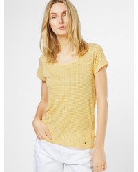 gelbes bedrucktes T-Shirt mit einem Rundhalsausschnitt von Nümph