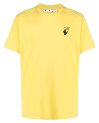 gelbes bedrucktes T-Shirt mit einem Rundhalsausschnitt von Off-White