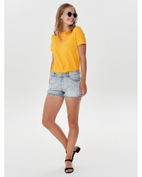 gelbes bedrucktes T-Shirt mit einem Rundhalsausschnitt von Only