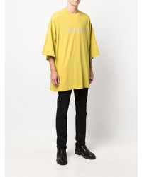 gelbes bedrucktes T-Shirt mit einem Rundhalsausschnitt von Rick Owens DRKSHDW