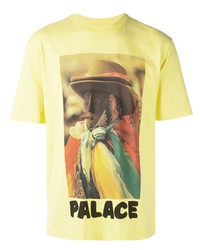 gelbes bedrucktes T-Shirt mit einem Rundhalsausschnitt von Palace