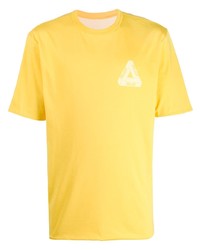 gelbes bedrucktes T-Shirt mit einem Rundhalsausschnitt von Palace